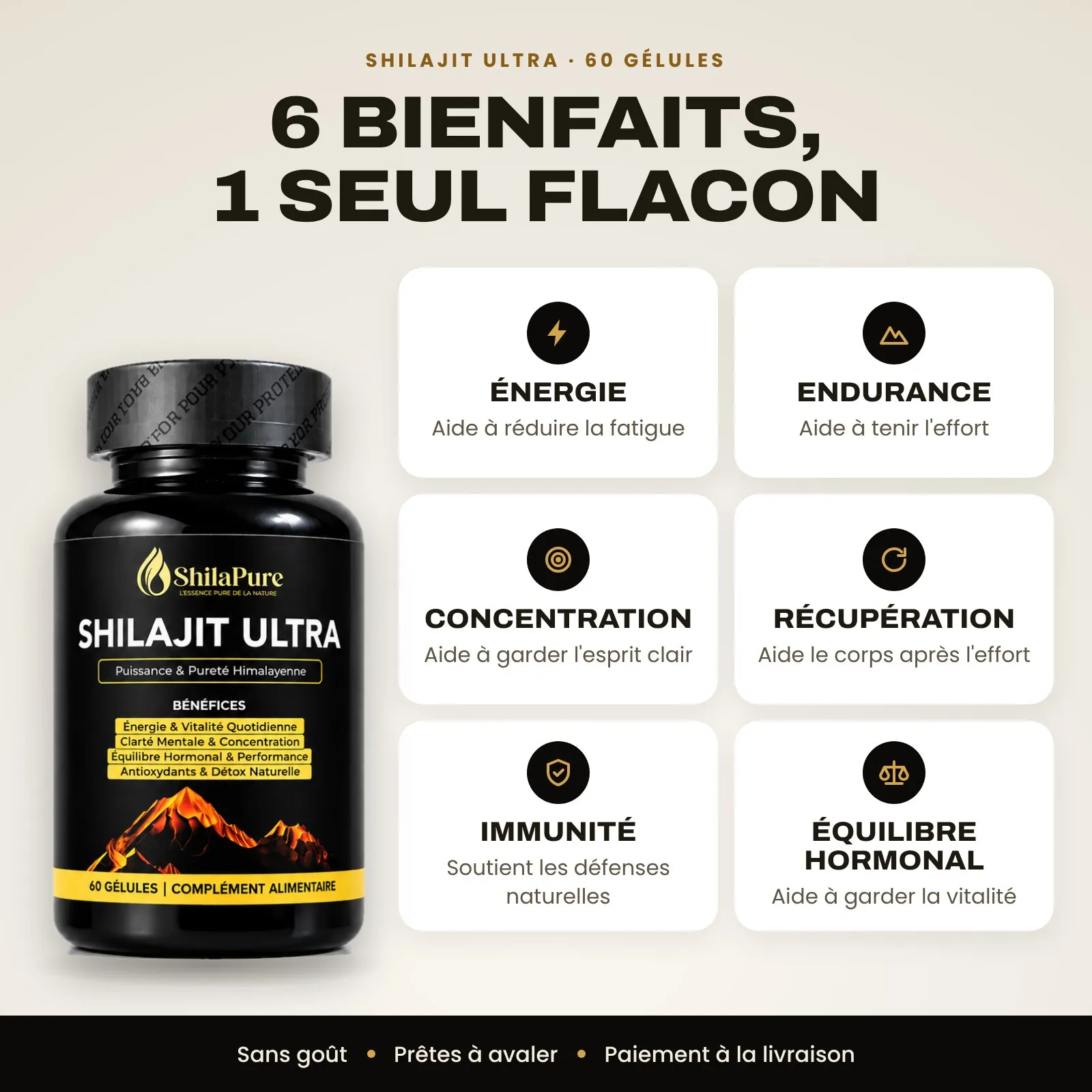 Infographie des bienfaits des gélules SHILAPURE
